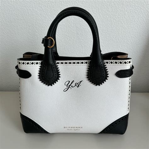 burberry small banner perforated leather tote